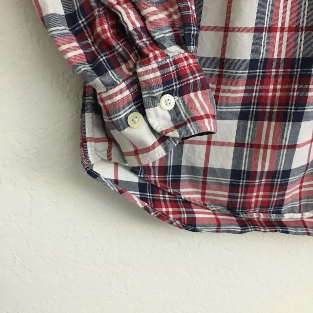 TOMMY HILFIGER Mens S/P Patched Elbow Plaid Button Down Shirt Thick Cotton - Picture 5 of 14
